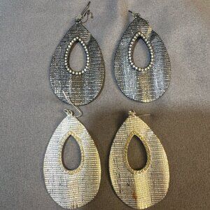 Avon Silver and Charcoal Dangle Earring Set